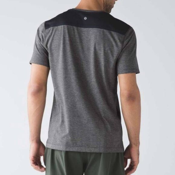 Lululemon Men’s Large Train and Gain Short Sleeve Tee Heathered Black - Picture 1 of 5